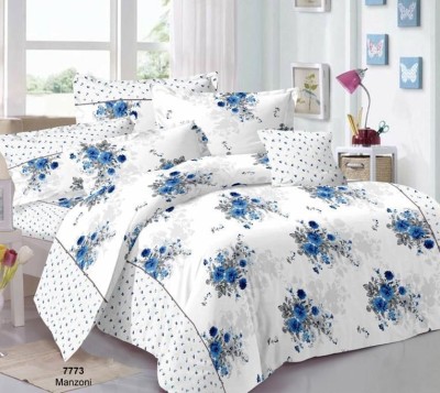 Amrange 160 TC Microfiber Double Printed Flat Bedsheet(Pack of 1, White)