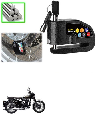 Qiisx Disc Alarm Lock Motorcycle Alarm Lock 110db Heavy Duty for Royal Enfield Classic Chrome Disc Lock(Black)