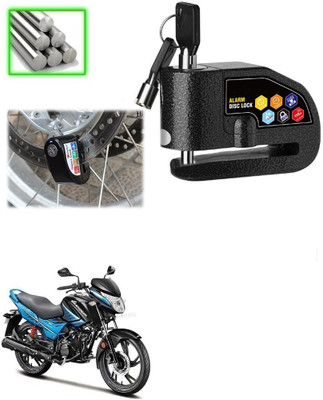Qiisx Disc Alarm Lock DAZ Motorcycle Alarm Lock 110db Heavy Duty Anti-Theft Alarm for Hero Glamour i3s Disc Lock(Black)
