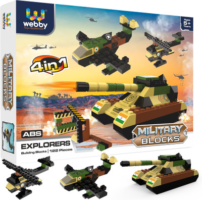 Webby 4 In 1 Military ABS Building Blocks Kit, Adventure Play Toy Set (122 Pcs)(Multicolor)