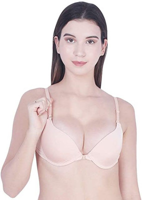 EYESOFPANTHER Front Open Push up Padded Bra Women Push-up Lightly Padded Bra(Beige)