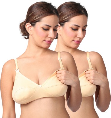 MORPH maternity Pack Of 2 LeakProof Nursing Bras Women Maternity/Nursing Non Padded Bra(Beige)