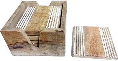 NABIL CREATION Rectangle Wood Coaster Set(Pack of 6)