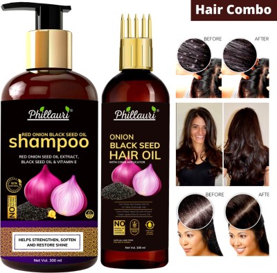 Phillauri Onion Shampoo and Hair oil with Vitamin E, Natural Extracts & Herbs