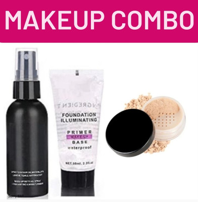 brown blush MAKEUP FIXER WITH PRIMER AND LOOSE POWDER(3 Items in the set)