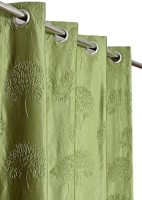 Lucacci 153 cm (5 ft) Polyester Semi Transparent Window Curtain (Pack Of 2)(Printed, Green)