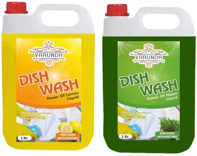 varunda 2 LTR dish wash Liquid Detergent Dish Cleaning Gel Dish Cleaning Gel Dish Cleaning Gel(lemon,gren lemon, 2 x 1 L)