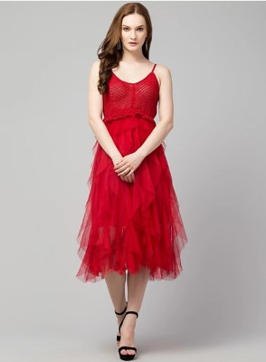 ARKYUTKI Women A-line Red Dress