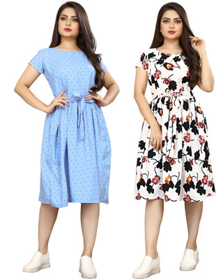 Nilkanth Fashion Women A-line Multicolor Knee Length Dress