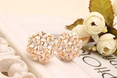 Nilu's Collection Everyday Wear Trendy Flower Clover Stud Earrings for Girls (Beige) Copper Stud Earring