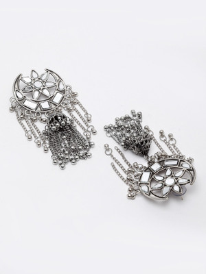 chui mui Crescent Shape mirror studded dome shape Jhumka Ghunghroo Earrings Alloy Earring Set