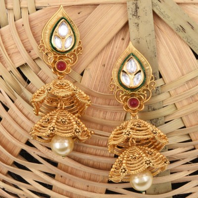 TISTABENE Floral Jali Work Designer Fusion Jhumki Earring Metal Earring Set