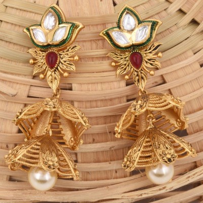 TISTABENE Floral Jali Work Designer Fusion Jhumki Earring Metal Earring Set