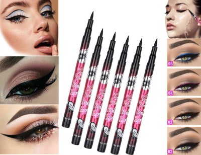 sirf tum 7 NATURAL LOOK EYES Water & Smudge Proof Long Lasting Liquid EyeLiner Pack of 6 2.5 g(BLACK)