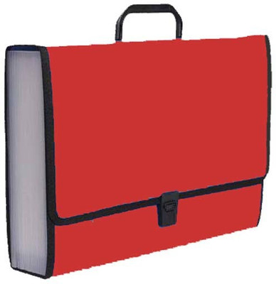 Greeshma Plastic Jumbo Foolscap Size Expanding File with Sewn Edges 26 Pockets Strong Handle Lock(Set Of 1, Red)