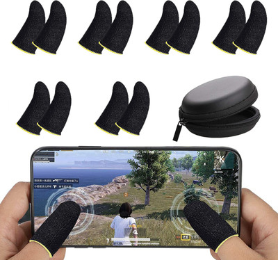 WRADER Finger Sleeves with Pouch Free Fire Playing PUBG Game Finger Sleeves Combo  Gaming Accessory Kit(Black & Yellow, For Android, iOS)