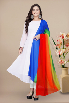 bindudi Women Solid, Dyed/Ombre Anarkali Kurta(White)