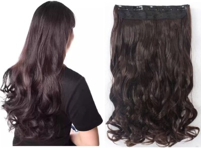 Blushia Silky Soft Premium Quality Wavy/Curly  Extension 22 Inch ,5 Clip in Brown Hair Extension