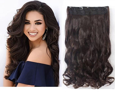 Blushia Silky Soft  Extensions And Wigs Brown Curly/Wavy  Extension For Girls Hair Extension