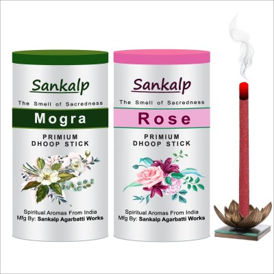 Sankalp Mogra & Rose Gulab Dhoop Sticks | Pack of 2 x 100gm | Gulab-Rose Fragrance, Mogra Fragrance(100, Set of 2)