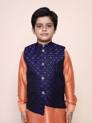 Namaskar Sleeveless Self Design Boys Jacket