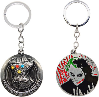 BIPS ENTERPRISES Marvel Thanos Gauntlet Gloves & Dc Joker Combo Keychain Metal Keychain for Bike Key Chain