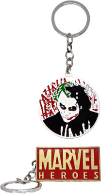BIPS ENTERPRISES Marvel Title Logo Keychain and Dc Joker Combo Keychain Metal Keychain for Bike Key Chain