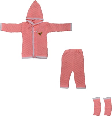 Ajsons Fashion Baby Boys & Baby Girls Casual Sweater Pyjama(Pink)