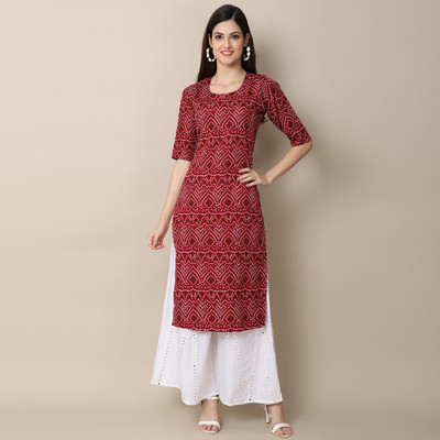1 Stop Fashion Women Printed Straight Kurta(Red)