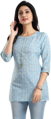 Meher Impex Casual Printed Women Light Blue Top