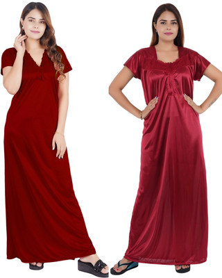 RILO Women Nighty(Red, Maroon)