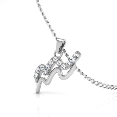 Iski Uski Store Aquarius Silver Pendant Platinum Swarovski Zirconia Sterling Silver Pendant