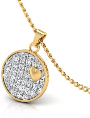 Iski Uski Store Round in Heart Collection Silver Pendant Gold-plated Cubic Zirconia Sterling Silver Locket