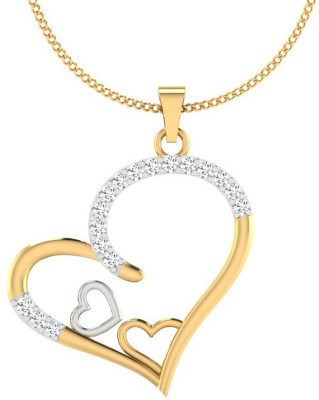 Iski Uski Store Love Heart Silver Pendant Gold-plated Cubic Zirconia Sterling Silver Locket