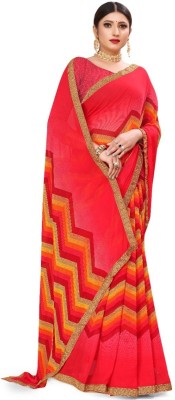 Vastra Ghar Geometric Print Bollywood Chiffon Saree(Red)