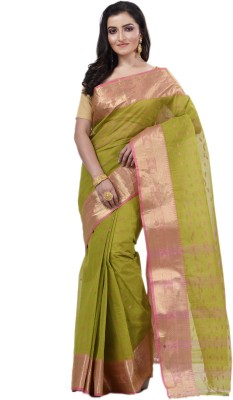 Ruuprekha Self Design Jamdani Cotton Blend Saree(Light Green)