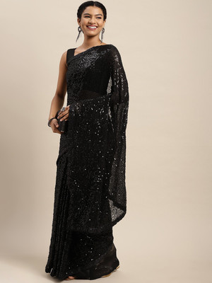 Pandadi Saree Embellished Bollywood Georgette Saree(Black)