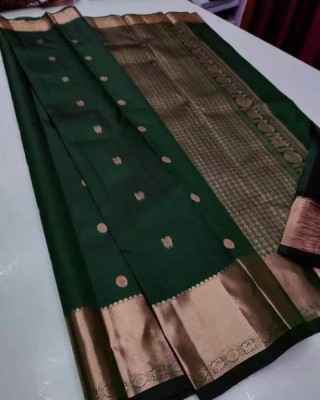 Aadvika Woven Kanjivaram Jacquard Saree(Dark Green)