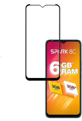 kentop Edge To Edge Tempered Glass for Tecno Spark 8c(Pack of 1)