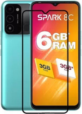 kentop Edge To Edge Tempered Glass for Tecno Spark 8c(Pack of 1)