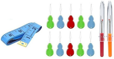 Kunfaya 1 Pc Measuring Tape+ 10 Pc Needle Threader Picker With 2 Seam Ripper Sewing Kit