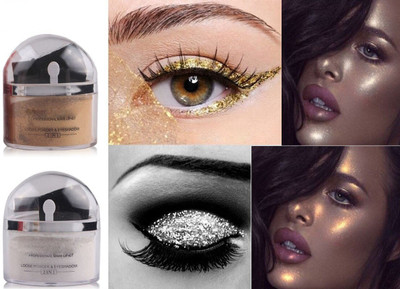 GFSU GOLD & SILVER 2 IN 1 GLIITER SHIMMER FINISH MULTI USE LOOSE HIGHLIGHTER POWDER(GOLD, SILVER)