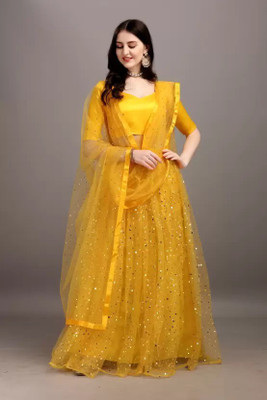 Matrubhumi Self Design Semi Stitched Lehenga Choli(Yellow)