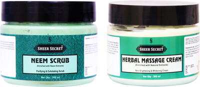 Sheer Secret Neem Scrub 300ml and Herbal Massage Cream 300ml(2 Items in the set)