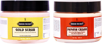 Sheer Secret Gold Scrub 300ml and Papaya Cream 300ml(2 Items in the set)