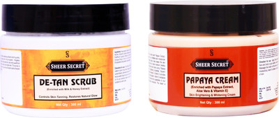 Sheer Secret De-tan Scrub 300ml and Papaya Cream 300ml(2 Items in the set)