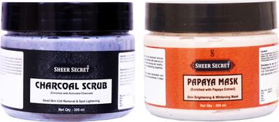 Sheer Secret Charcoal Scrub 300ml and Papaya Mask 300ml(2 Items in the set)