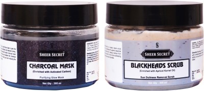 Sheer Secret CHARCOAL MASK 300ML and BLACKHEADS SCRUB 300ML(2 Items in the set)