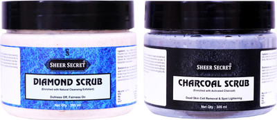 Sheer Secret Diamond Scrub 300ml and Charcoal Scrub 300ml Scrub(600 ml)