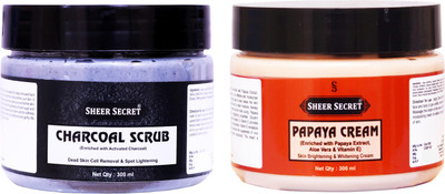 Sheer Secret Charcoal Scrub 300ml and Papaya Cream 300ml(2 Items in the set)
